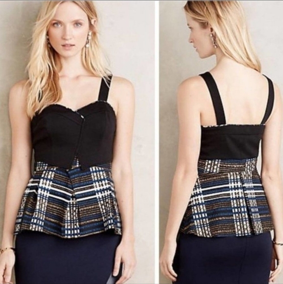 Deletta peplum plaid top - Picture 2 of 6